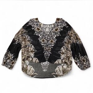 Free People Birds of a Feather Boho Peasant Top Blouse Women’s Small Floral